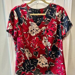 Talbot's Blouse Red with Blue & White - 16 - NWOT
